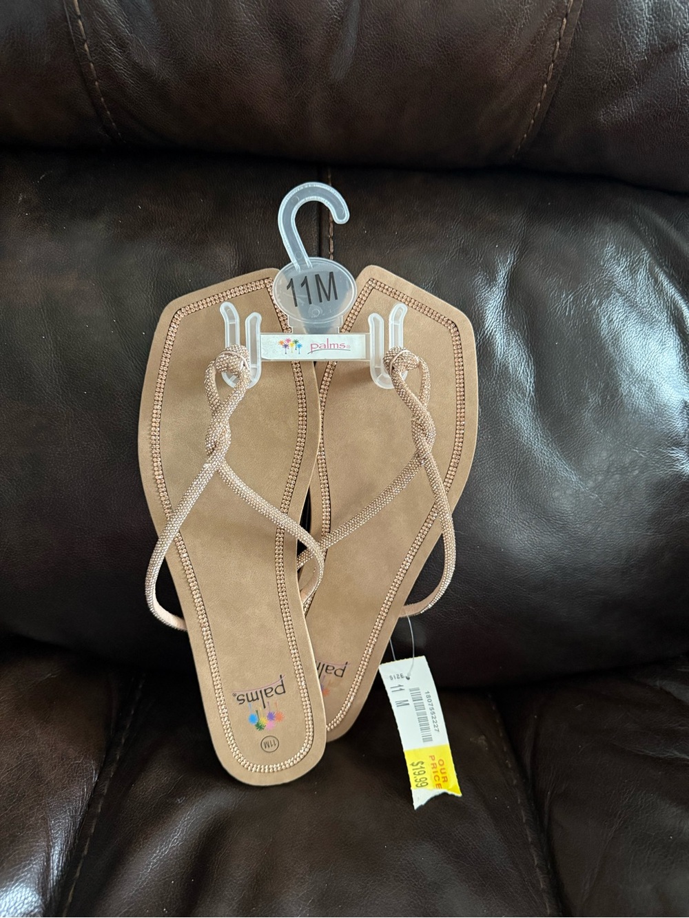 Palms Women's Light Brown Braided Thong Sandals